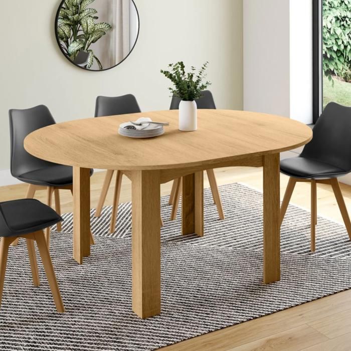 Mesa de comedor redonda extensible de haya - 110-150 cm