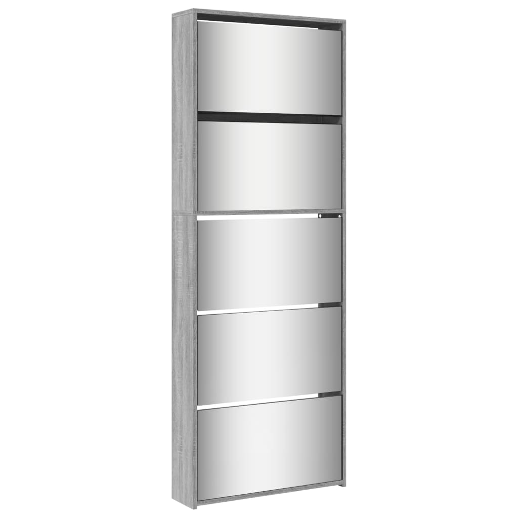 Zapatero mueble de entrada/recibidor/salón con espejo 5 estantes acabado
