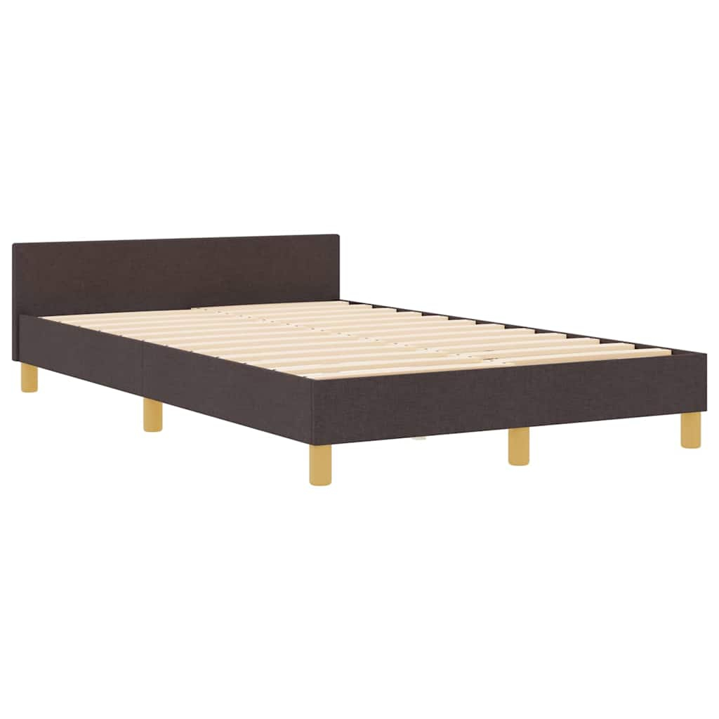 vidaXL estructura de cama con cabecera marrón oscuro 120 x 200 cm tela