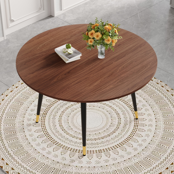 Mesa de comedor extensible redonda a ovalada nogal mdf y metal