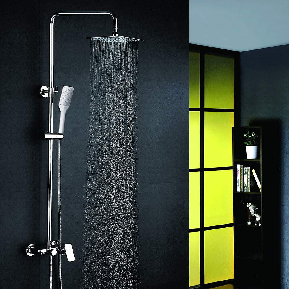 Kibath columna ducha extralarga monomando dua cuadrada de 100-150 cm cromo