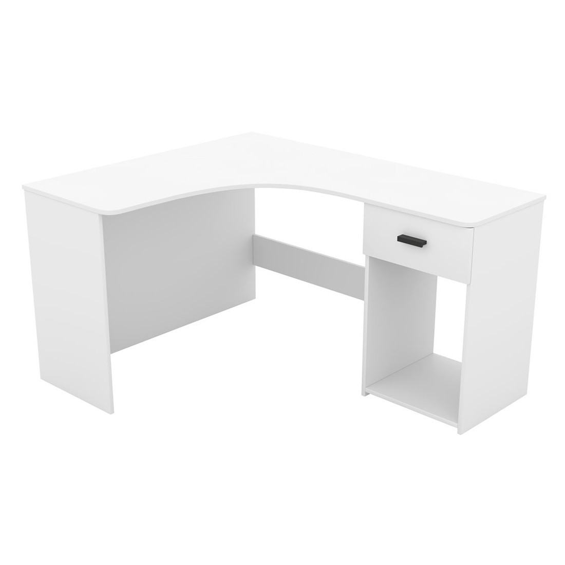 Bureau d'angle louane – blanco mate – diseño moderno con cajón y nicho de a