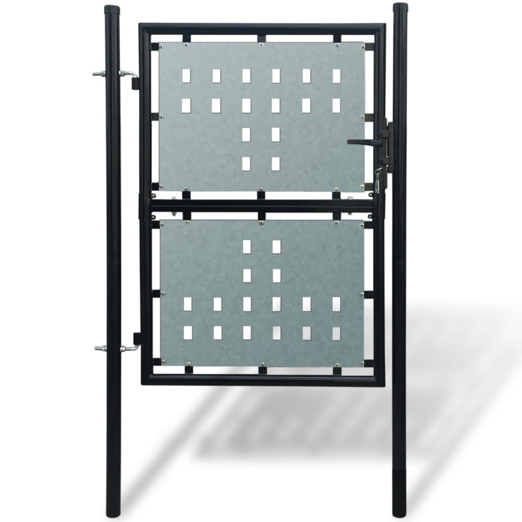 vidaXL puerta de valla individual negra de 100x200 cm