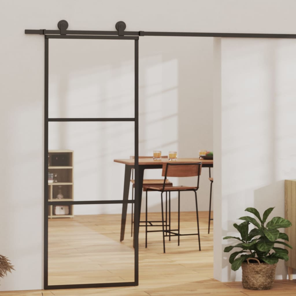 Puerta corredera con herrajes esg vidrio y aluminio 76x205 cm esxt3567