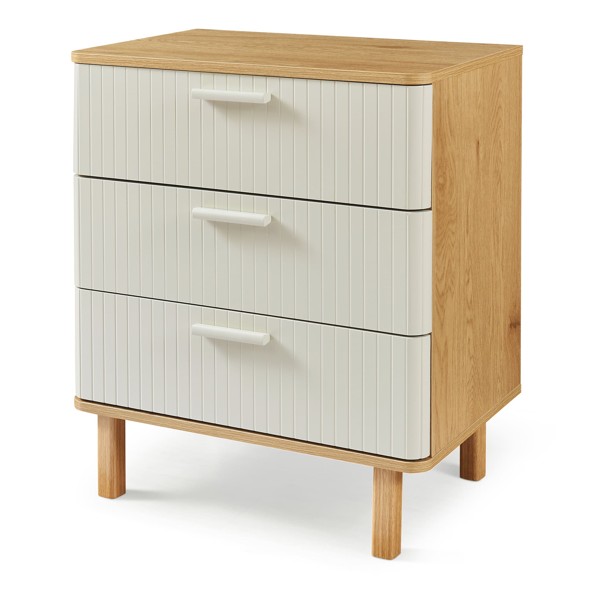 Cajonera ferrersp con 3 cajones mdf 70x60x40cm - roble/oatmeal [en.casa]