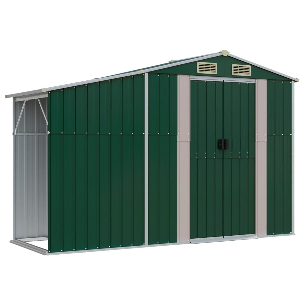vidaXL cobertizo de jardín acero galvanizado verde 277x93x179 cm