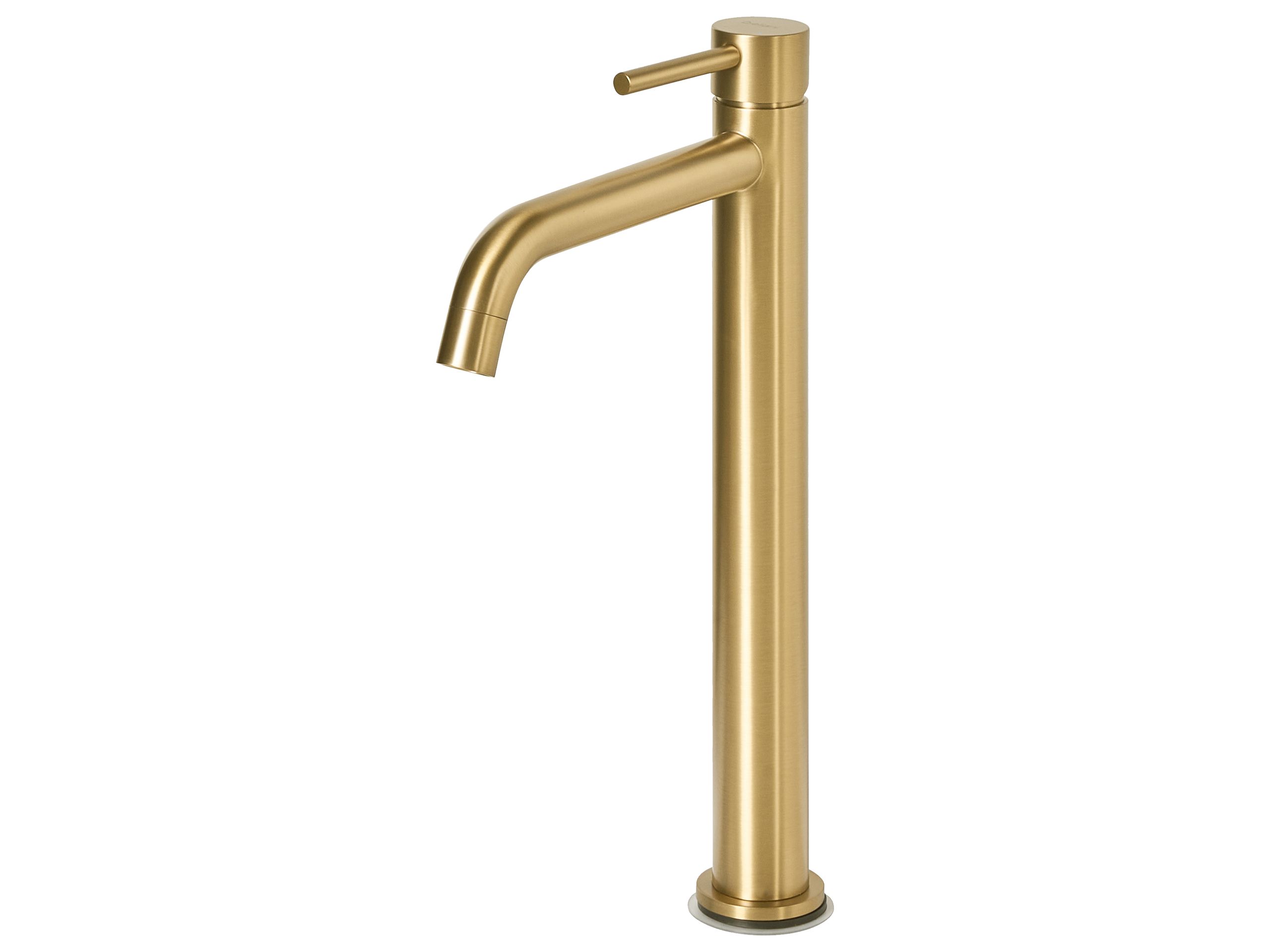 Grifo mezclador alto de lavabo salinas latón dorado