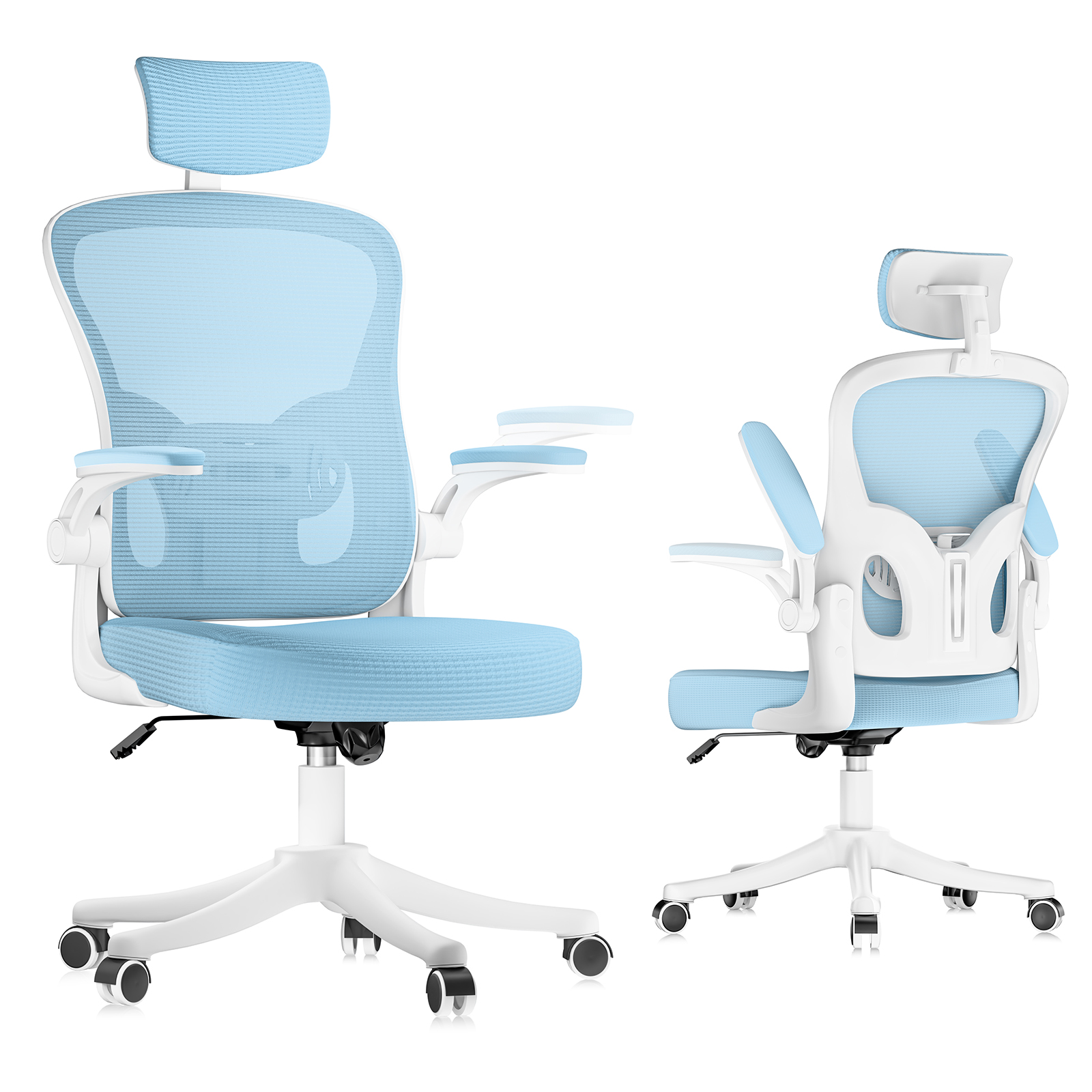 Silla de oficina ergonómica de malla transpirable, azul