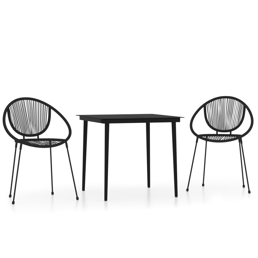 vidaXL juego de comedor para jardín 3 piezas negro