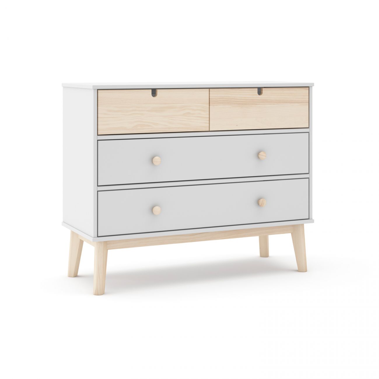 Cómoda de 4 cajones funcionales 100x81 cm misty cloud blanco - oak soft