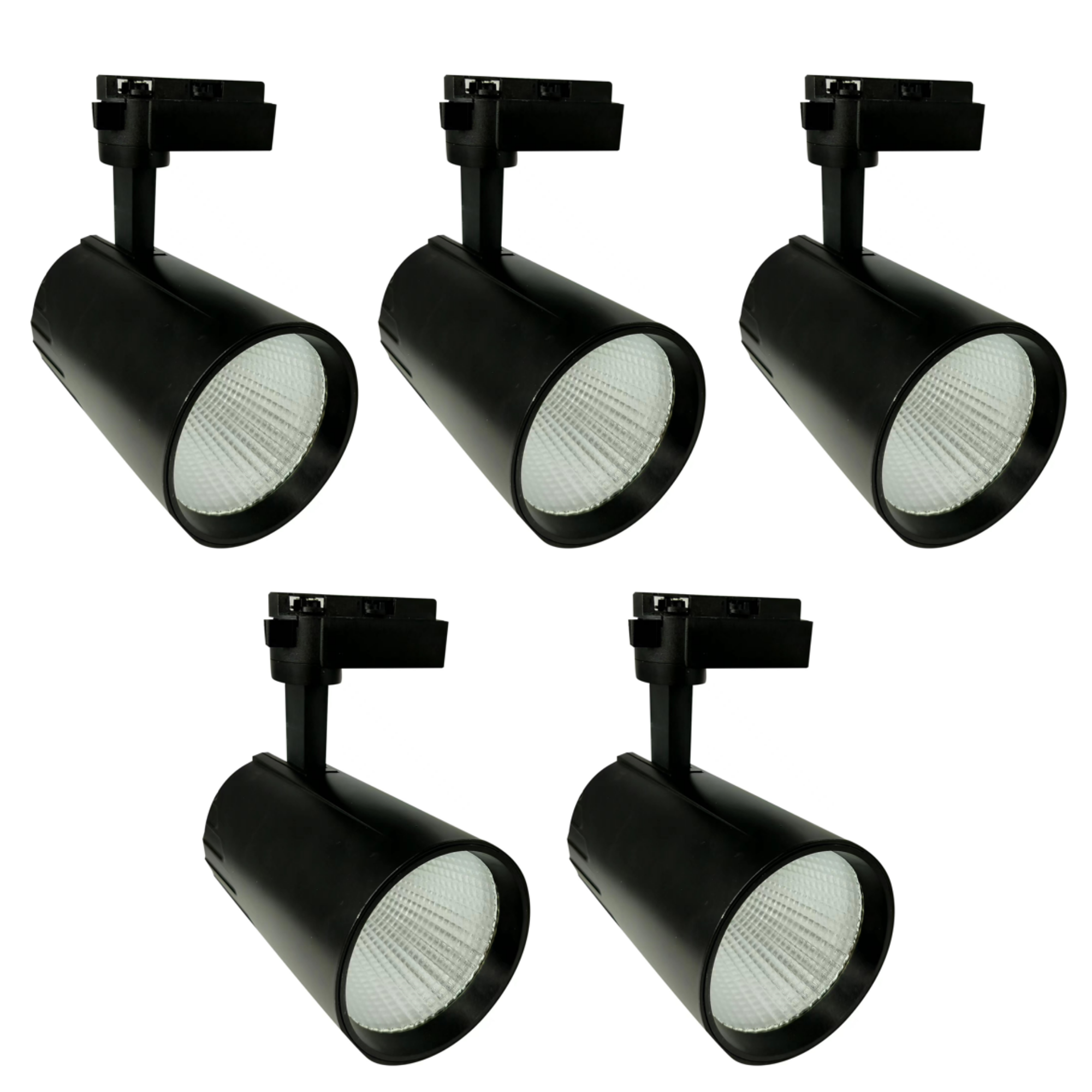 5x foco techo LED carril 30w, blanco 3000k, 3000lm, monofásico, color negro