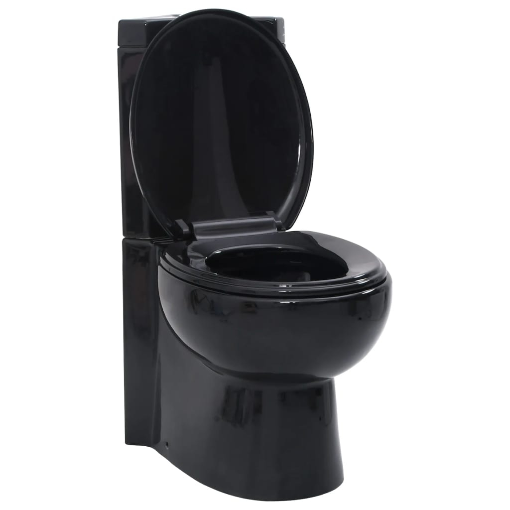 vidaXL inodoro wc de esquina cerámica negro