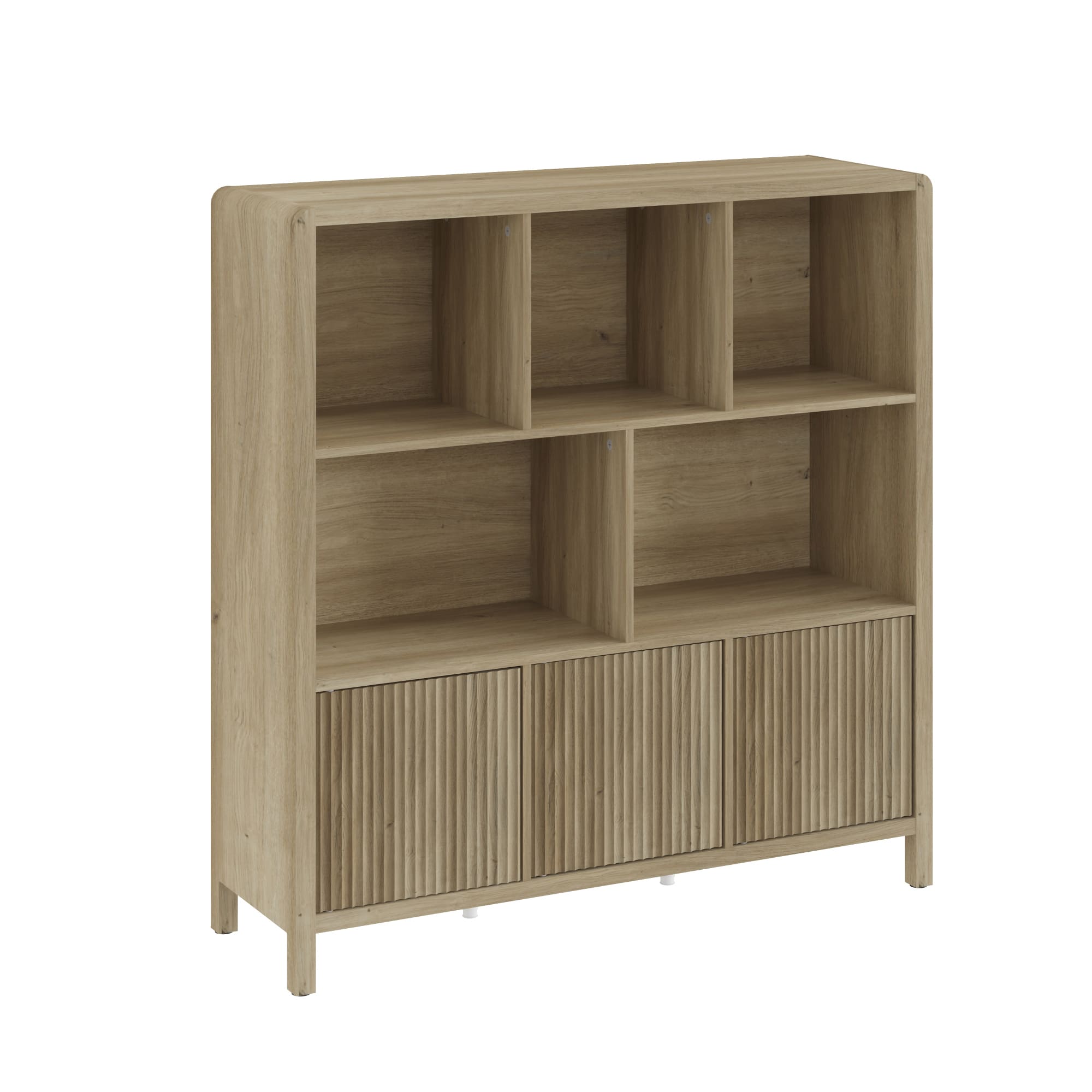 Aparador lukkodso 2 puertas 102x98x30cm- efecto roble medio claro [en.casa]