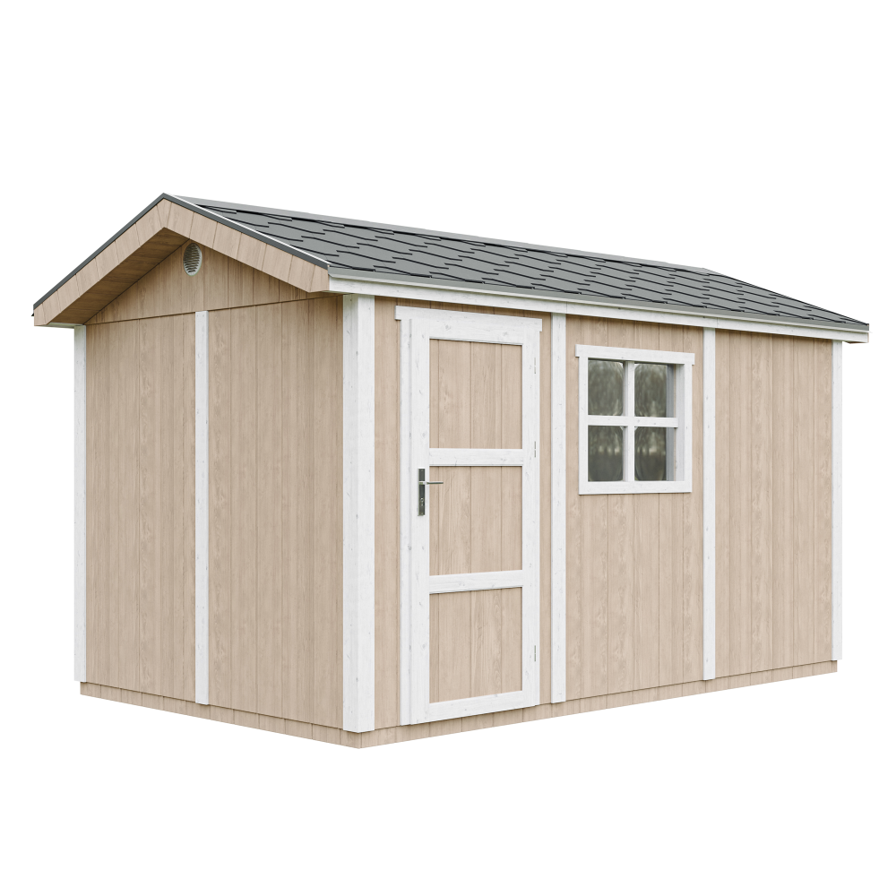 Caseta de jardín Timbela m914-terra brown, 8,68 m², premium, con suelo