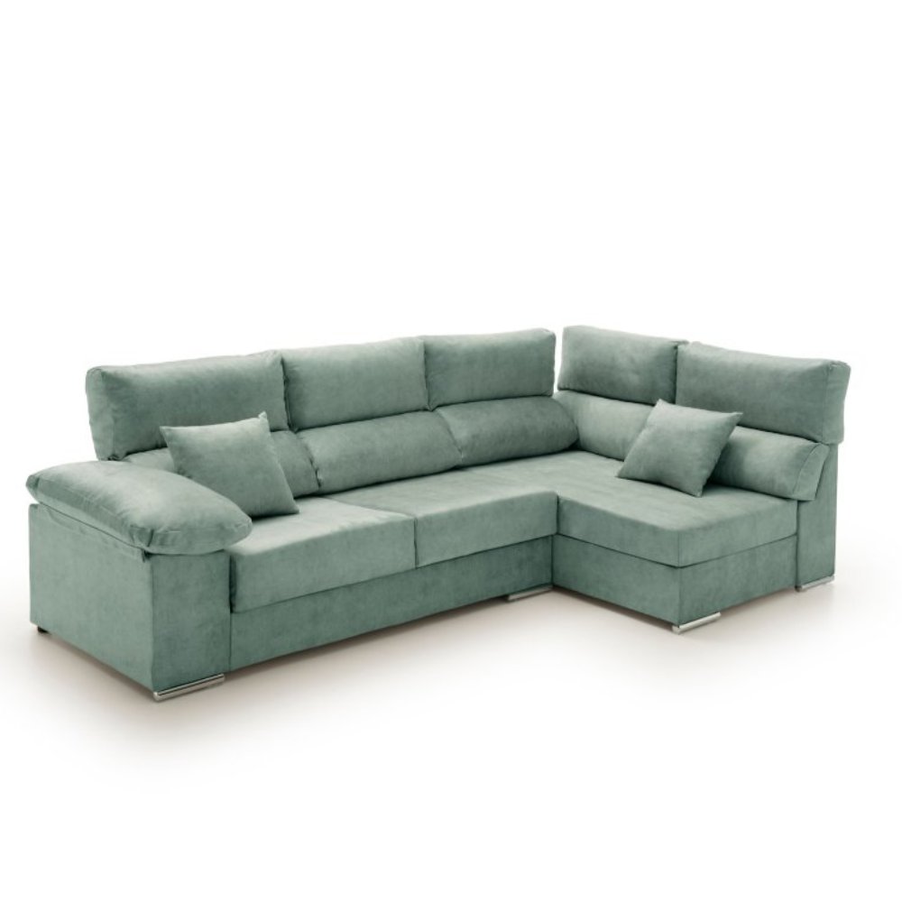 Sofa chaise longue rinconera reclinable cosima agua marina derecha