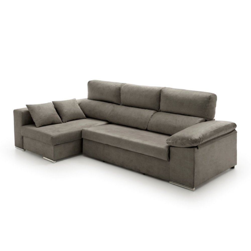 Sofa chaise longue cama con arcón giulia gris oscuro izquierda