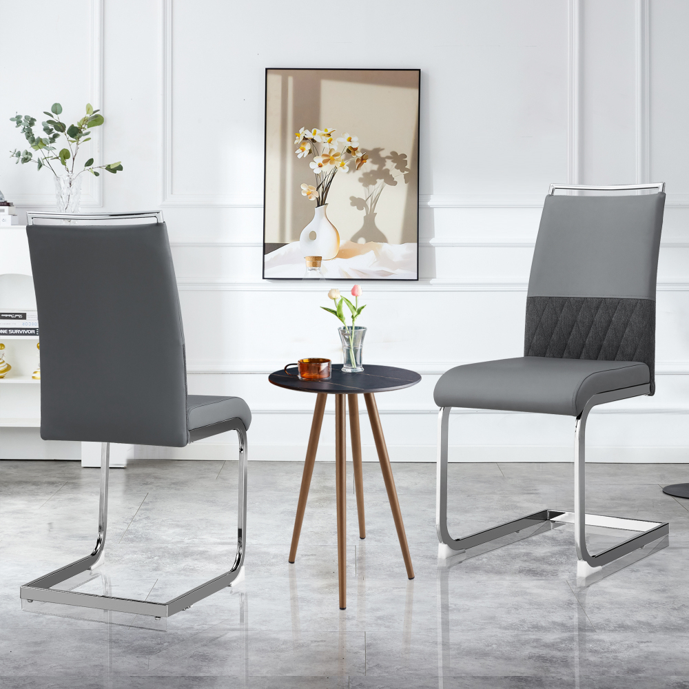 Silla de comedor metal gris respaldo ergonómico tapizado