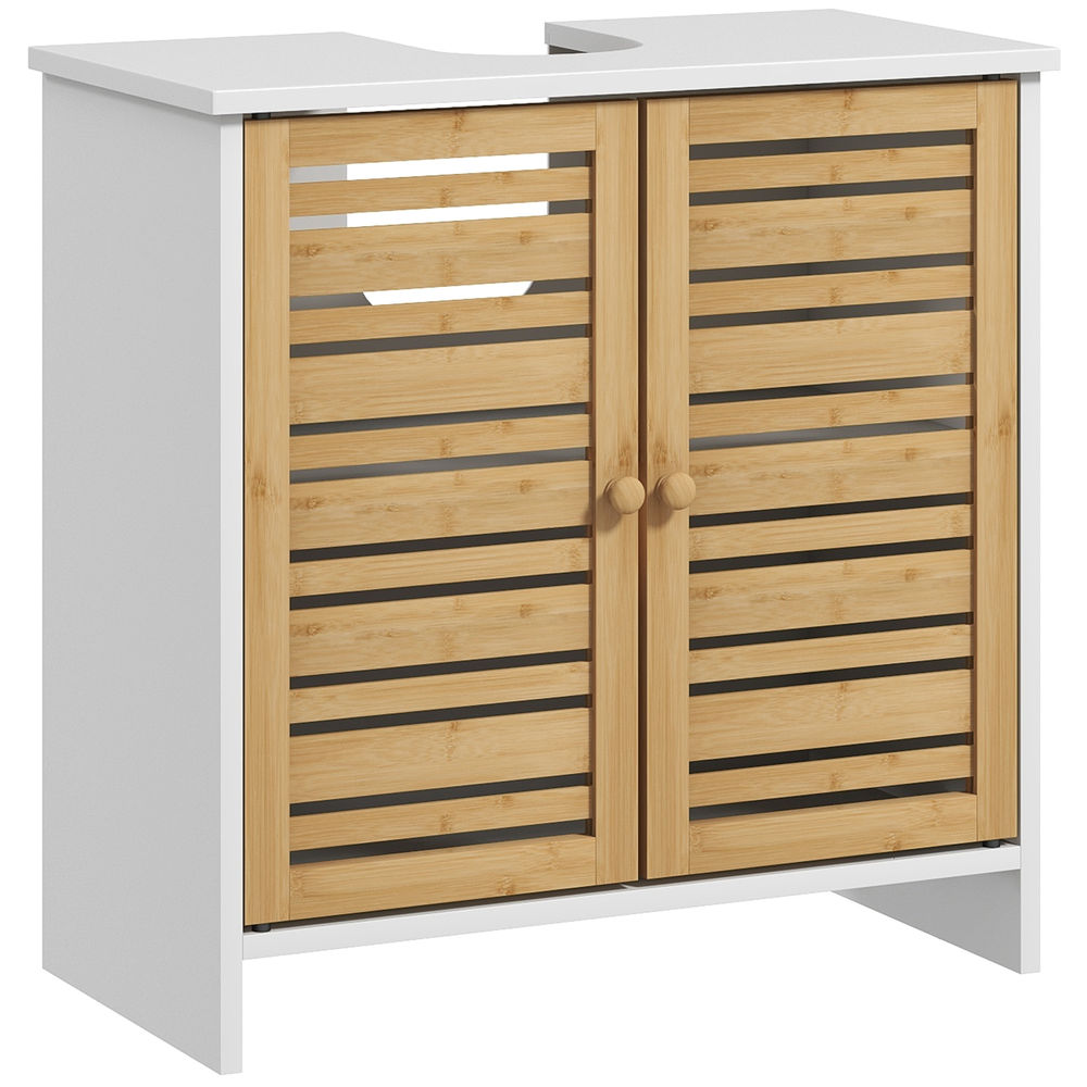 Mueble bajo lavabo 60x30x60 cm bambú, mdf multicolor Homcom, hogar - baño