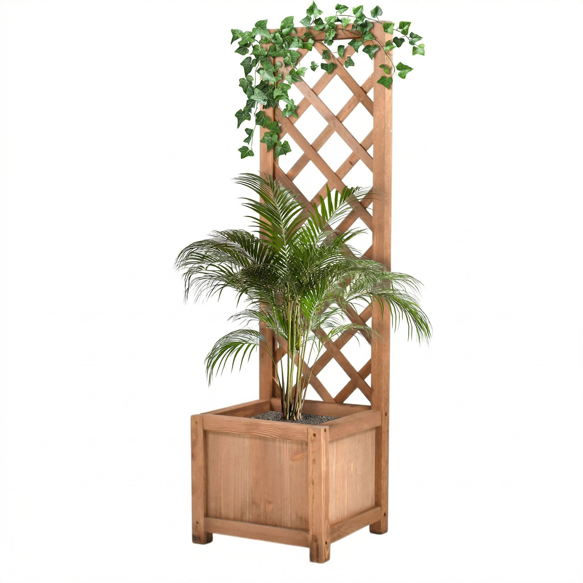 Rosy - jardinera de exterior con rejilla 35x120x30 cm en madera de cedro