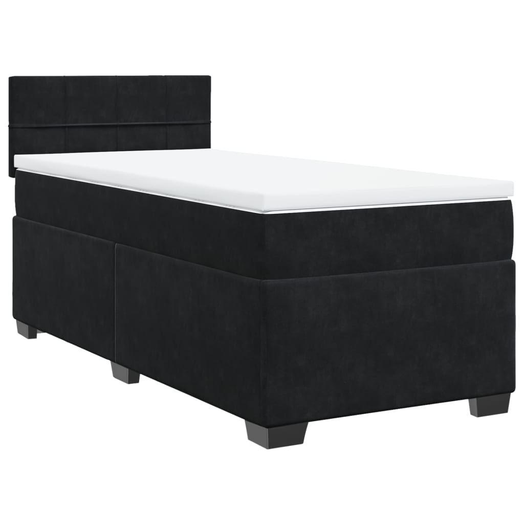 vidaXL cama box spring individual con colchón tela negro