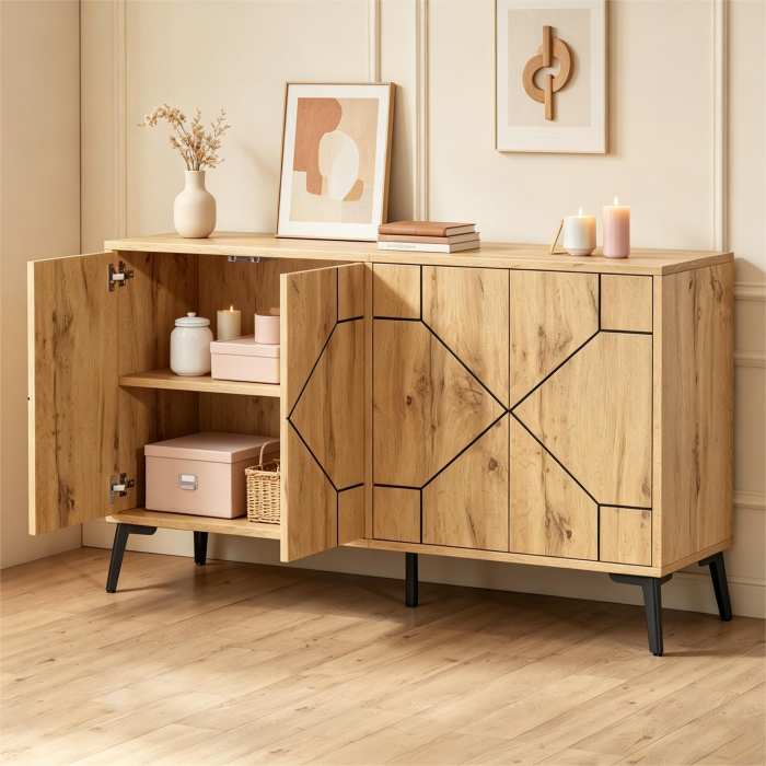 Aparador con 4 puertas natural 69x120x35cm