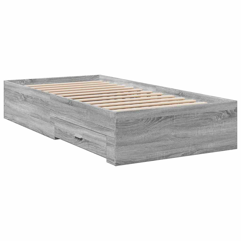 vidaXL cama con cajones madera de ingeniería gris sonoma 90x190 cm