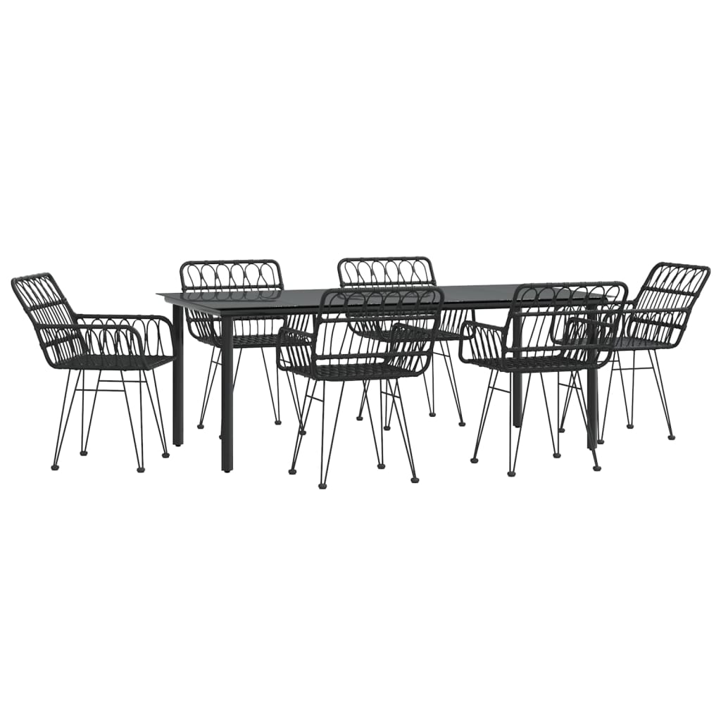 vidaXL juego de comedor de jardín 7 piezas ratán sintético negro