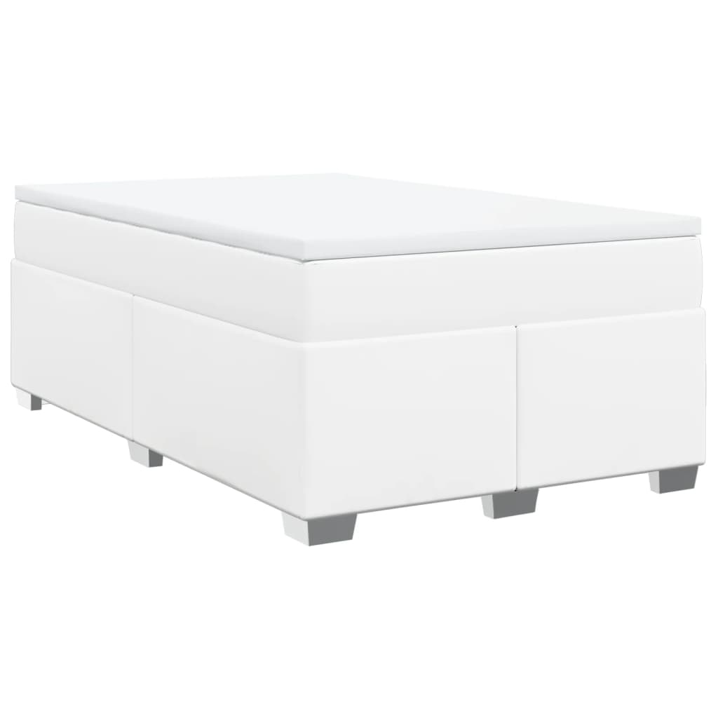 vidaXL cama box spring con colchón cuero sintético blanco 120x190 cm