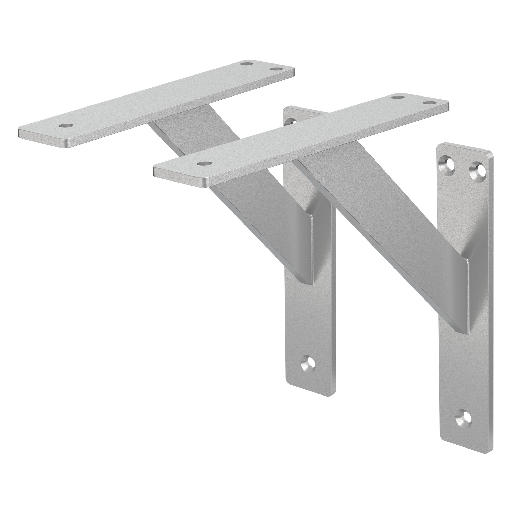 Set de 2x soporte de estante 180x180 mm plata de aluminio