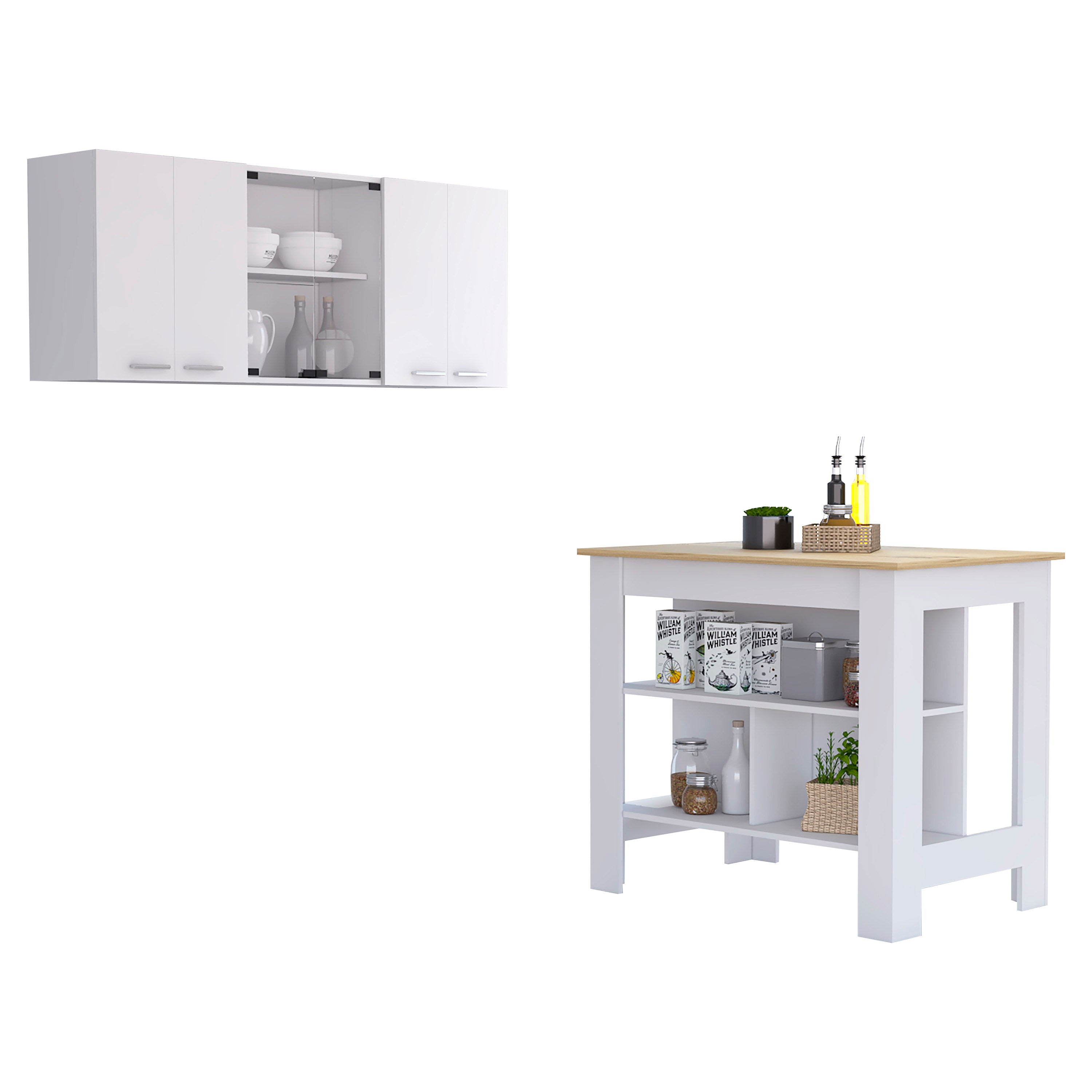 Conjunto norfolk de cocina, isla de cocina + mueble de pared para cocina