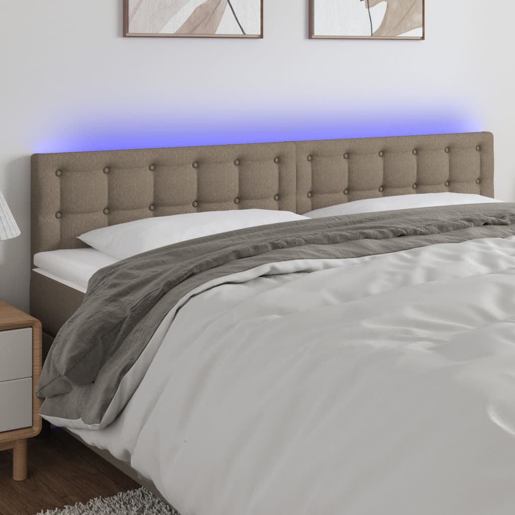 Cabecero con LED de tela gris taupe 180x5x78/88 cm eerf4582