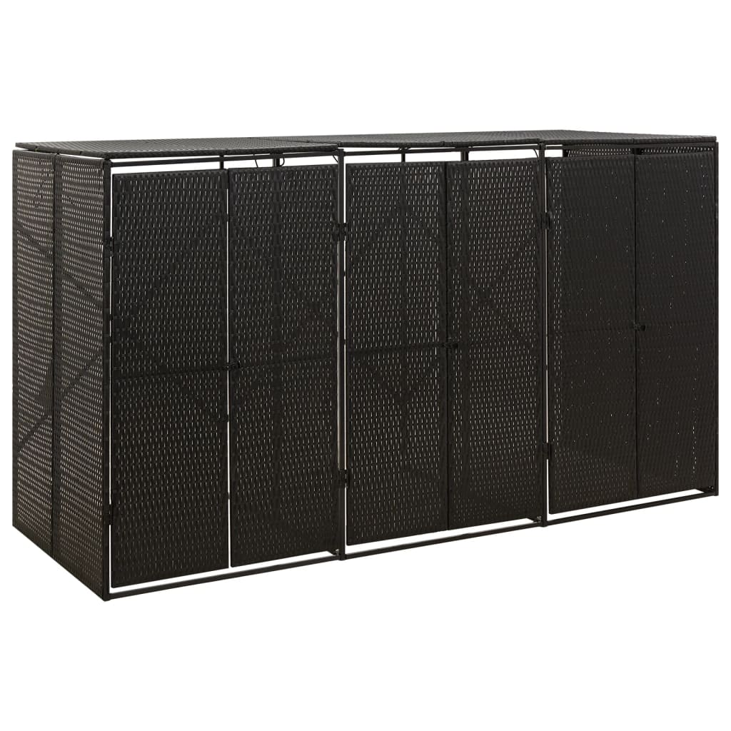 Cobertizo para 3 contenedores de basura ratán pe 207x80x117 cm es9328