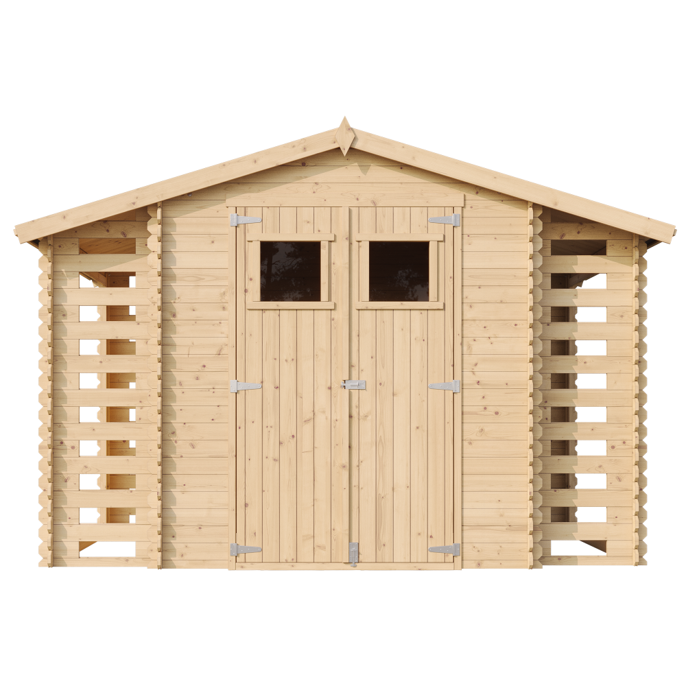 Timbela m391 caseta de madera con 2 leñeras - 3,53 + 0,97 + 0,97 m2