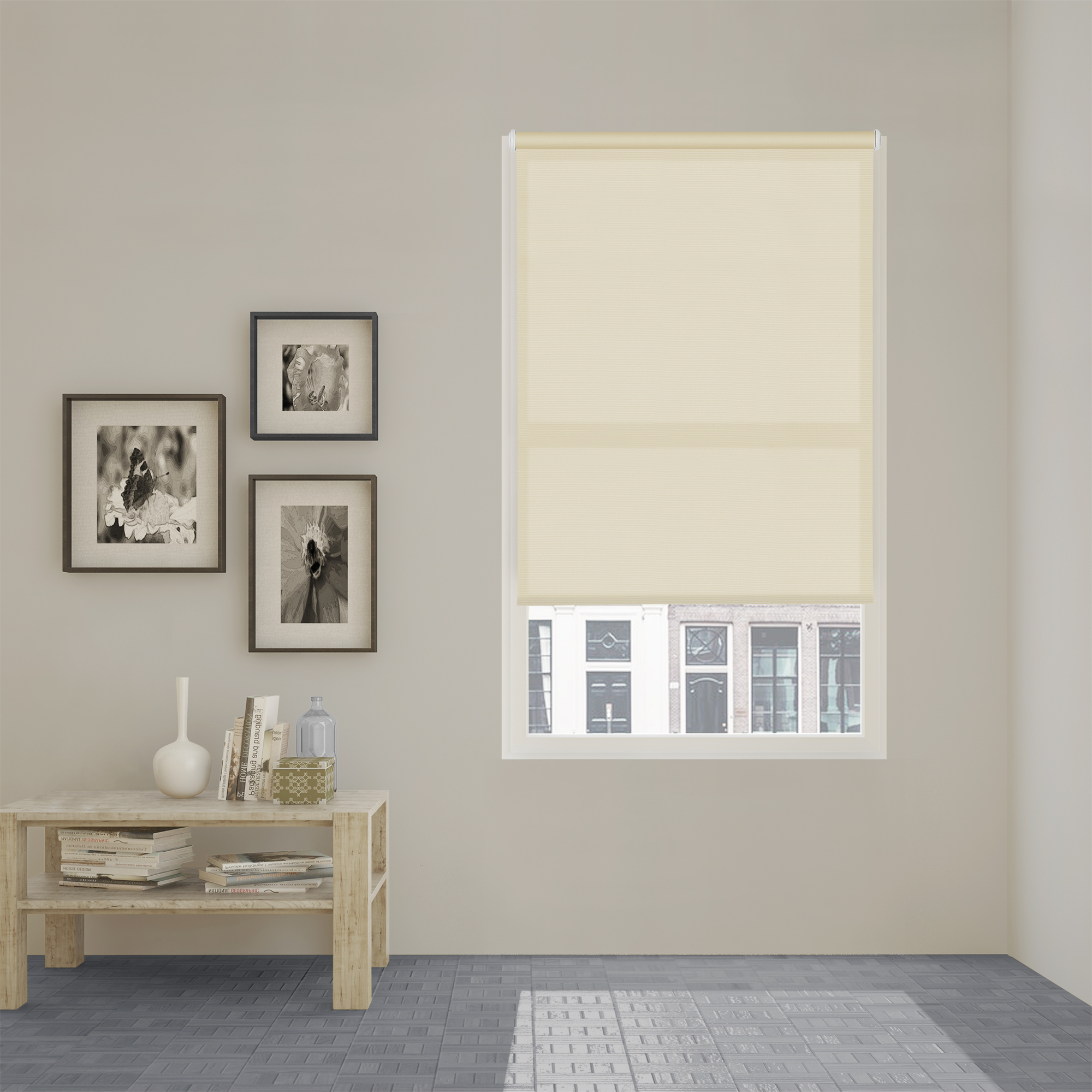 Estor enrollable easy fix traslúcido ecofuture marfil 55 x 190cm