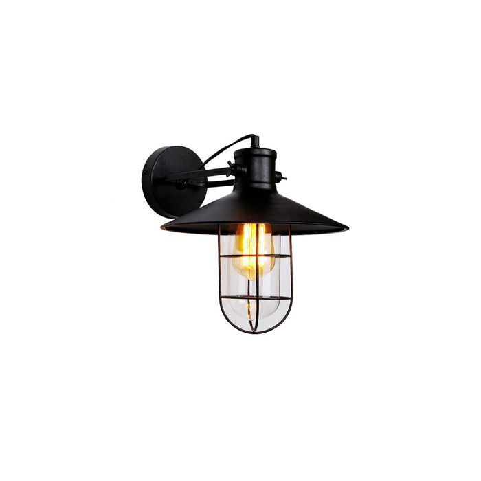 Aplique de pared metalico vintage E27 60w color negro ø32x37x27,5cm