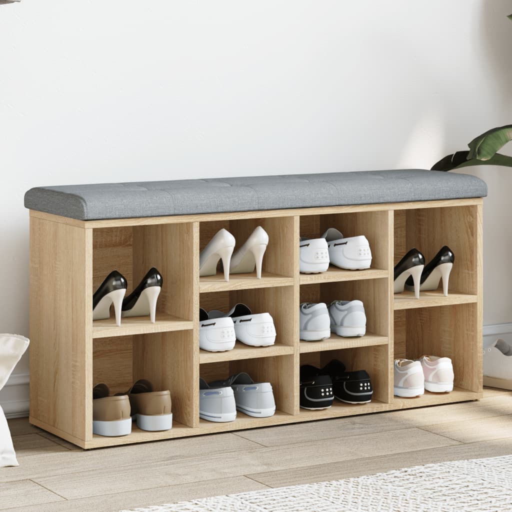Banco zapatero madera de ingeniería roble sonoma 102x32x50 cm esxt6706