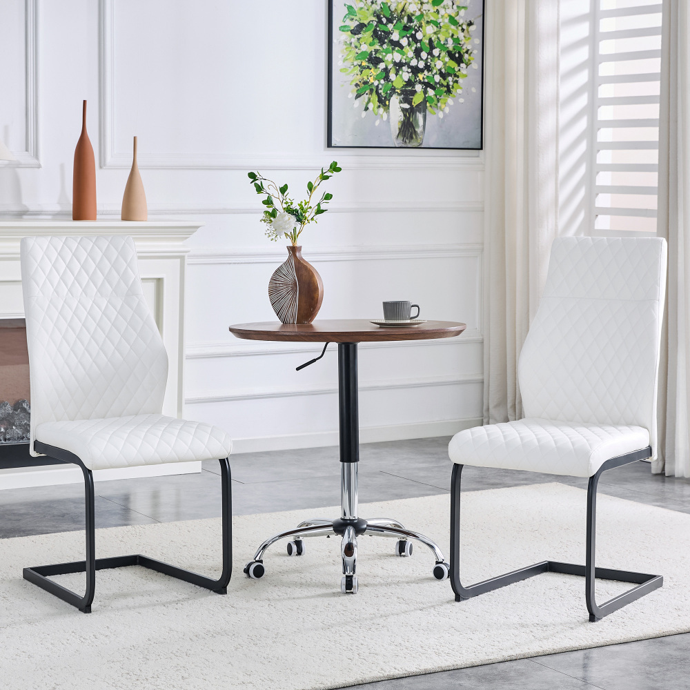Silla de comedor pu blanco y negro para comedor set de 2 con respaldo alto