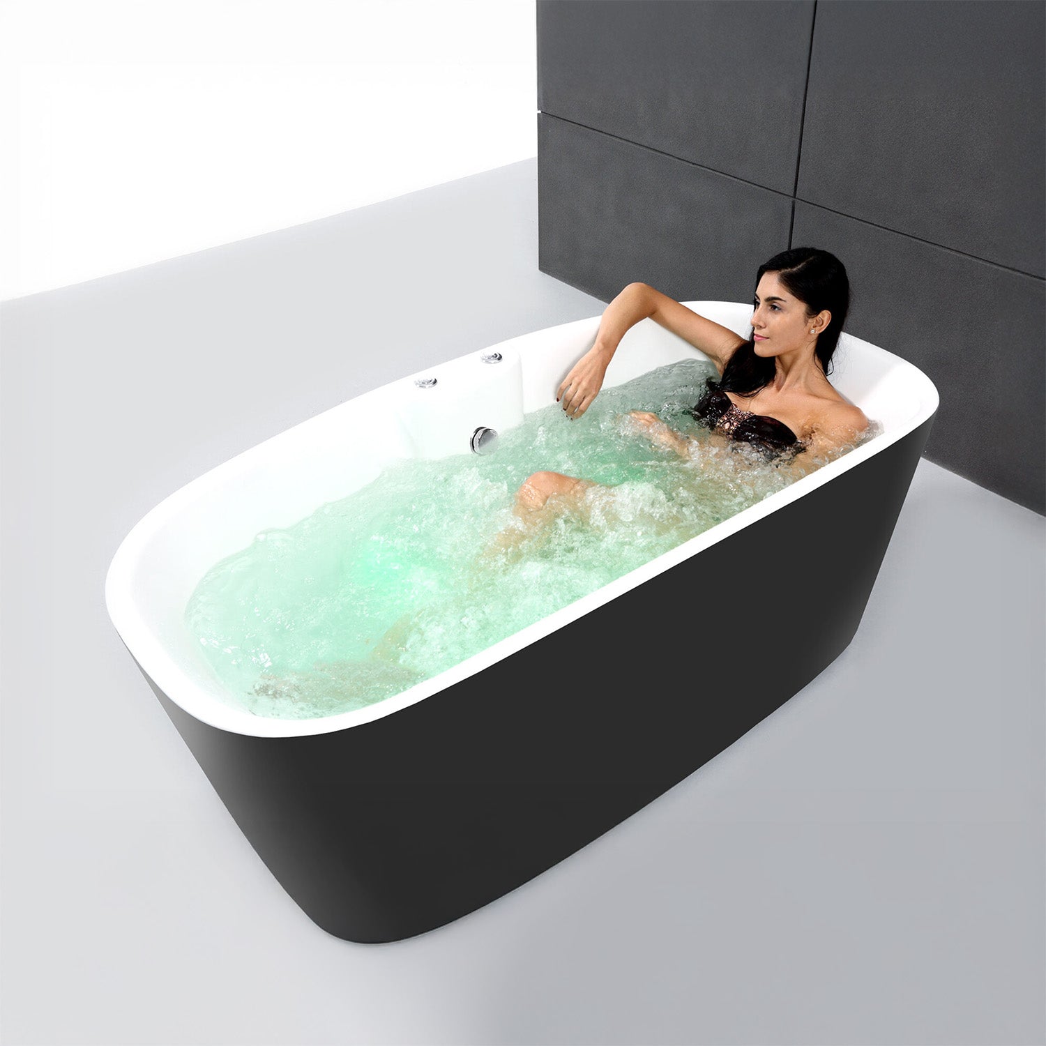 Bañera hidromasaje tao black bulle 170 x80 x65 cm, spalina