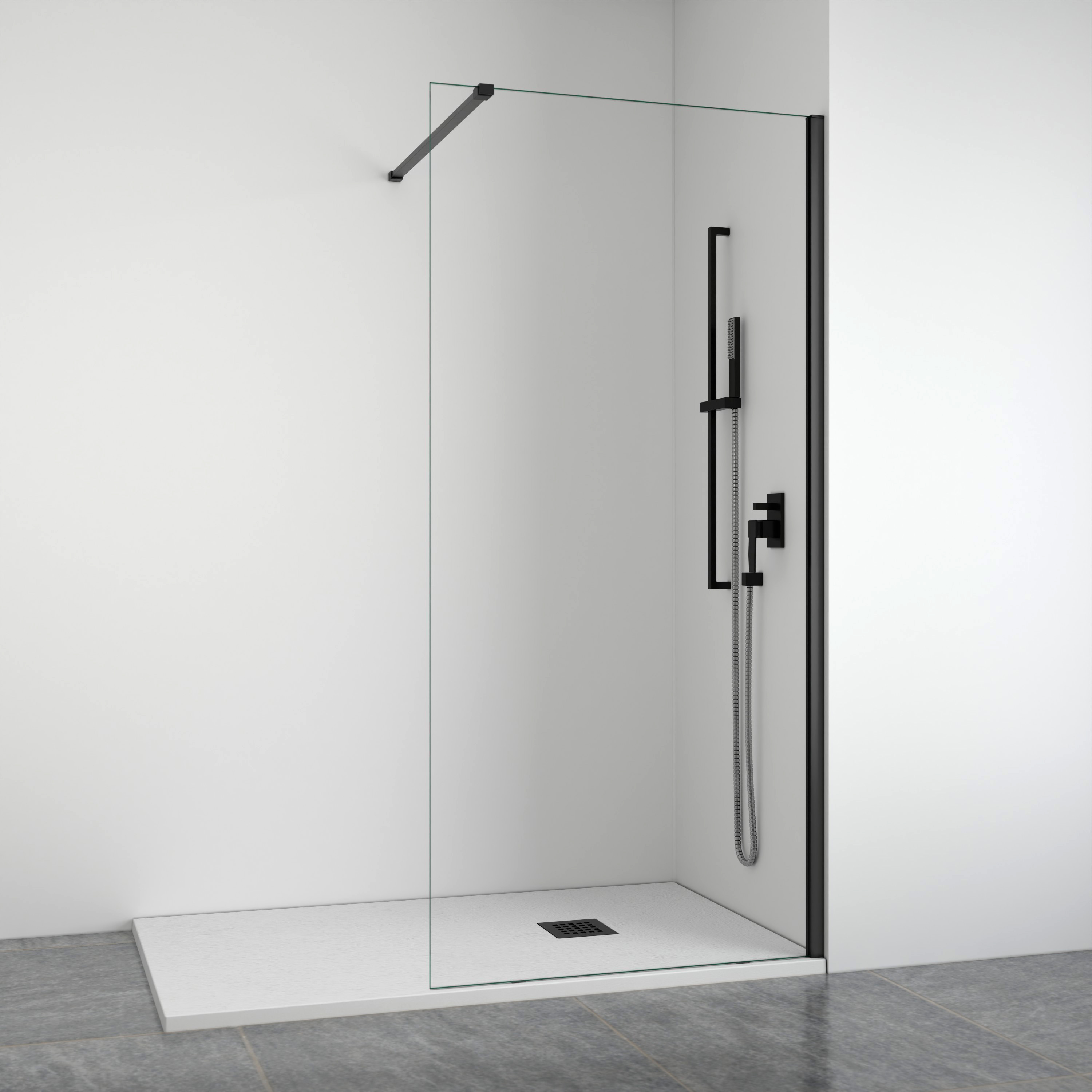 Mampara de ducha frontal fija 8 mm negra 98-100 cm bellobath