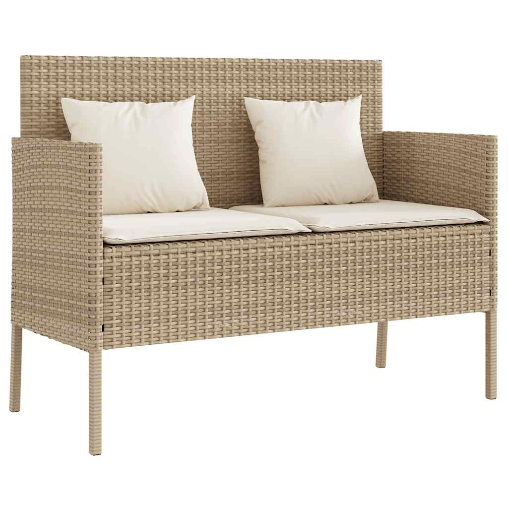 vidaXL banco de jardín con cojines ratán sintético beige