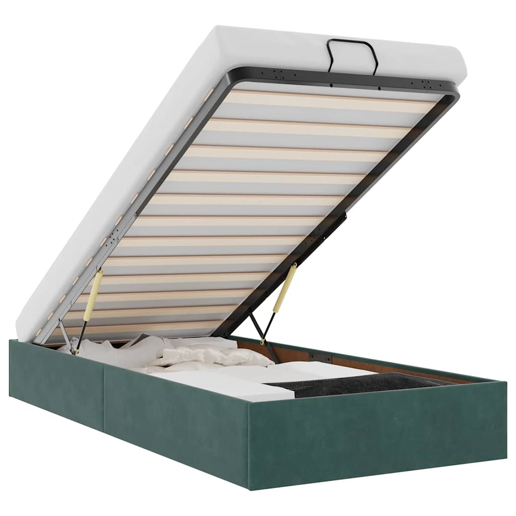 vidaXL estructura de cama otomana sin colchón terciopelo verde oscuro