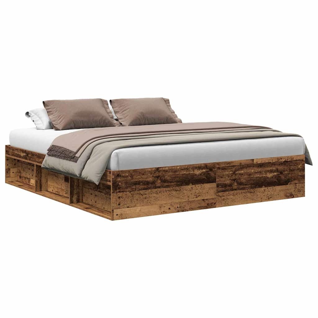 vidaXL estructura de cama sin colchón madera antigua 180x200 cm
