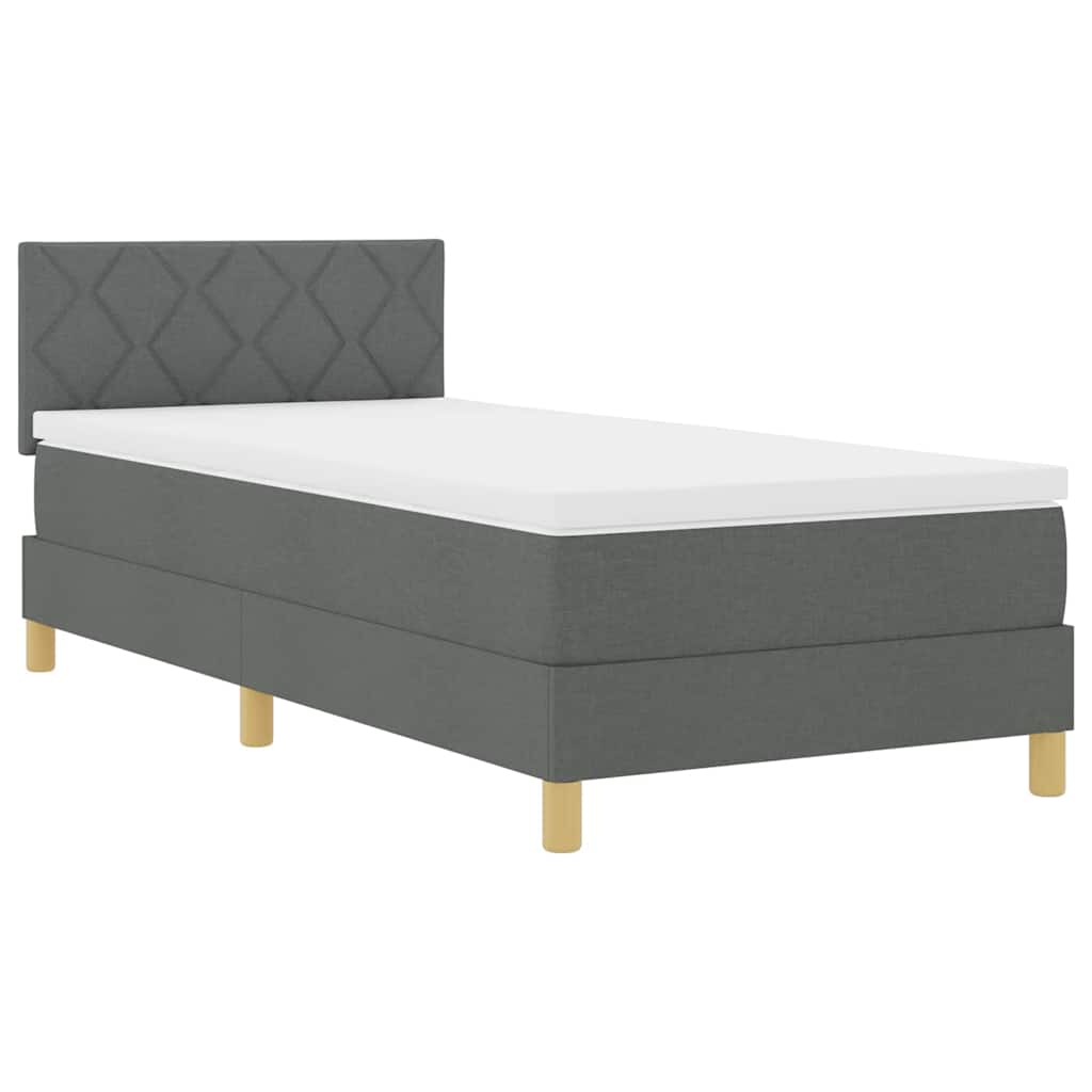 vidaXL cama tipo box spring con colchón gris oscuro 90 x 200 cm tela