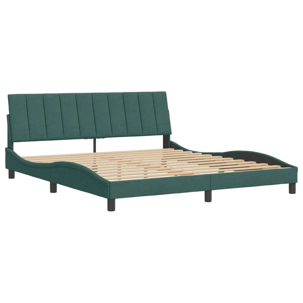 vidaXL estructura de cama sin colchón hanko terciopelo verde oscuro 180x200