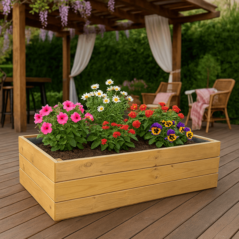 Jardinera de madera eko de pino tratada vidahuerto 100x50x30 cm.