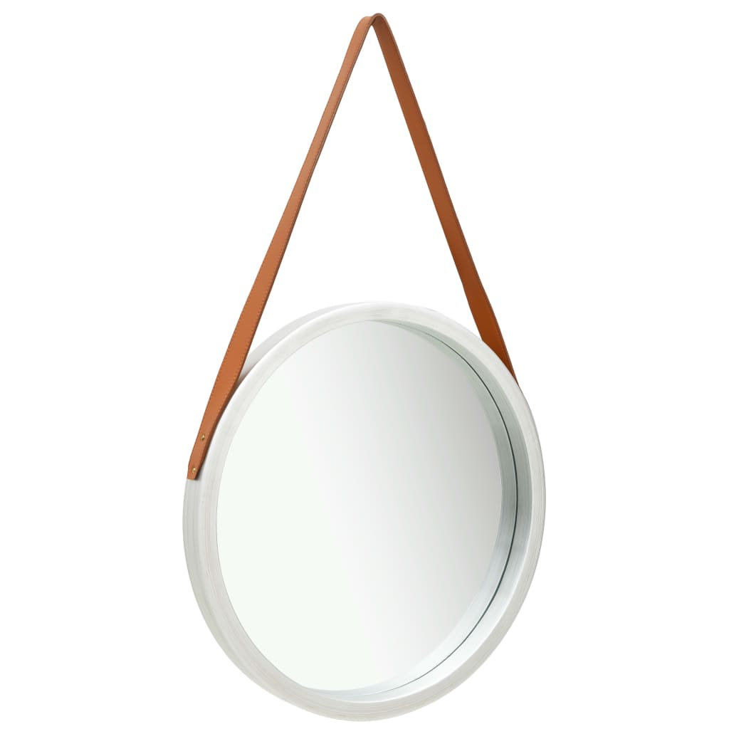 vidaXL espejo de pared con correa plateado 50 cm