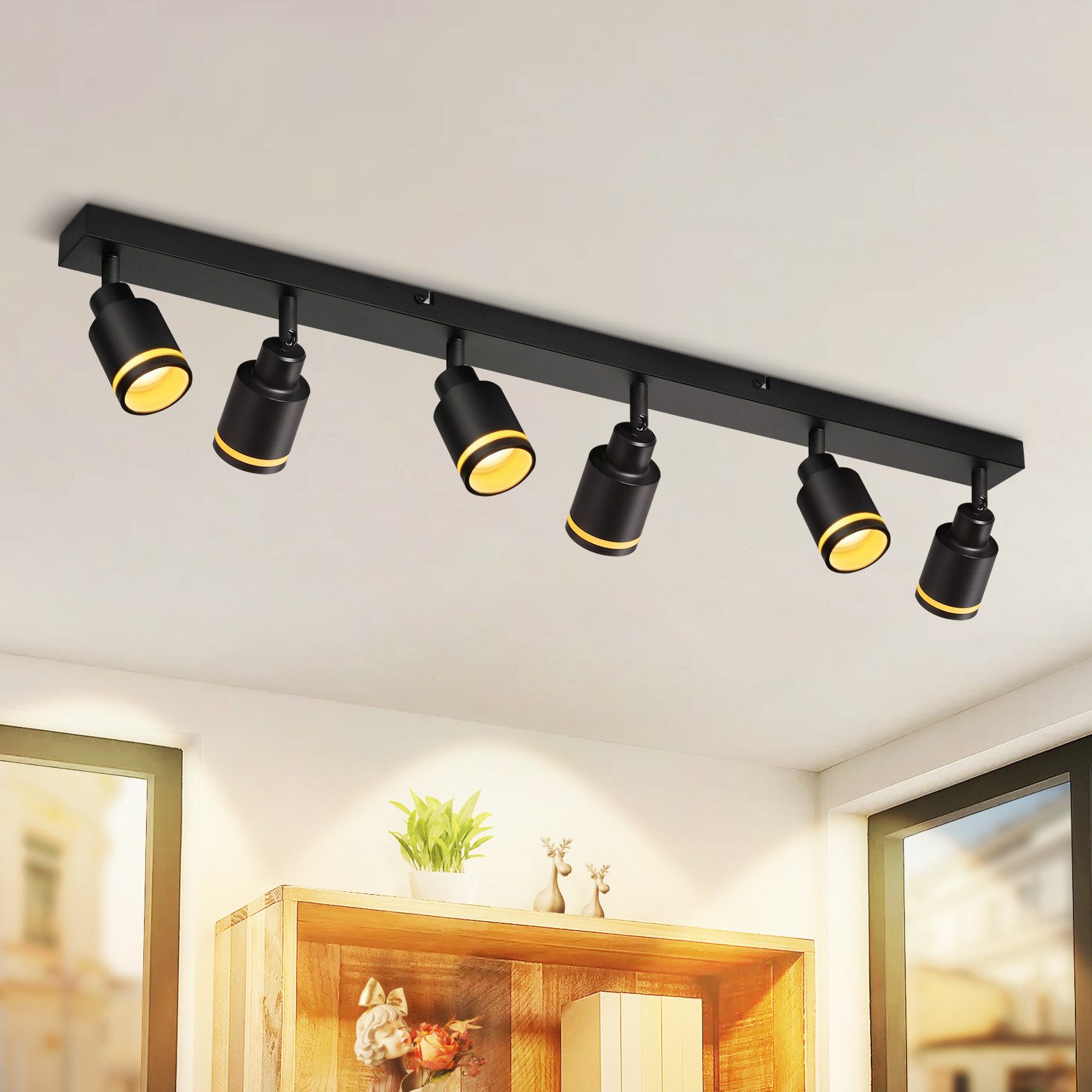 Nettlife lámpara de techo negro gu10 83x5