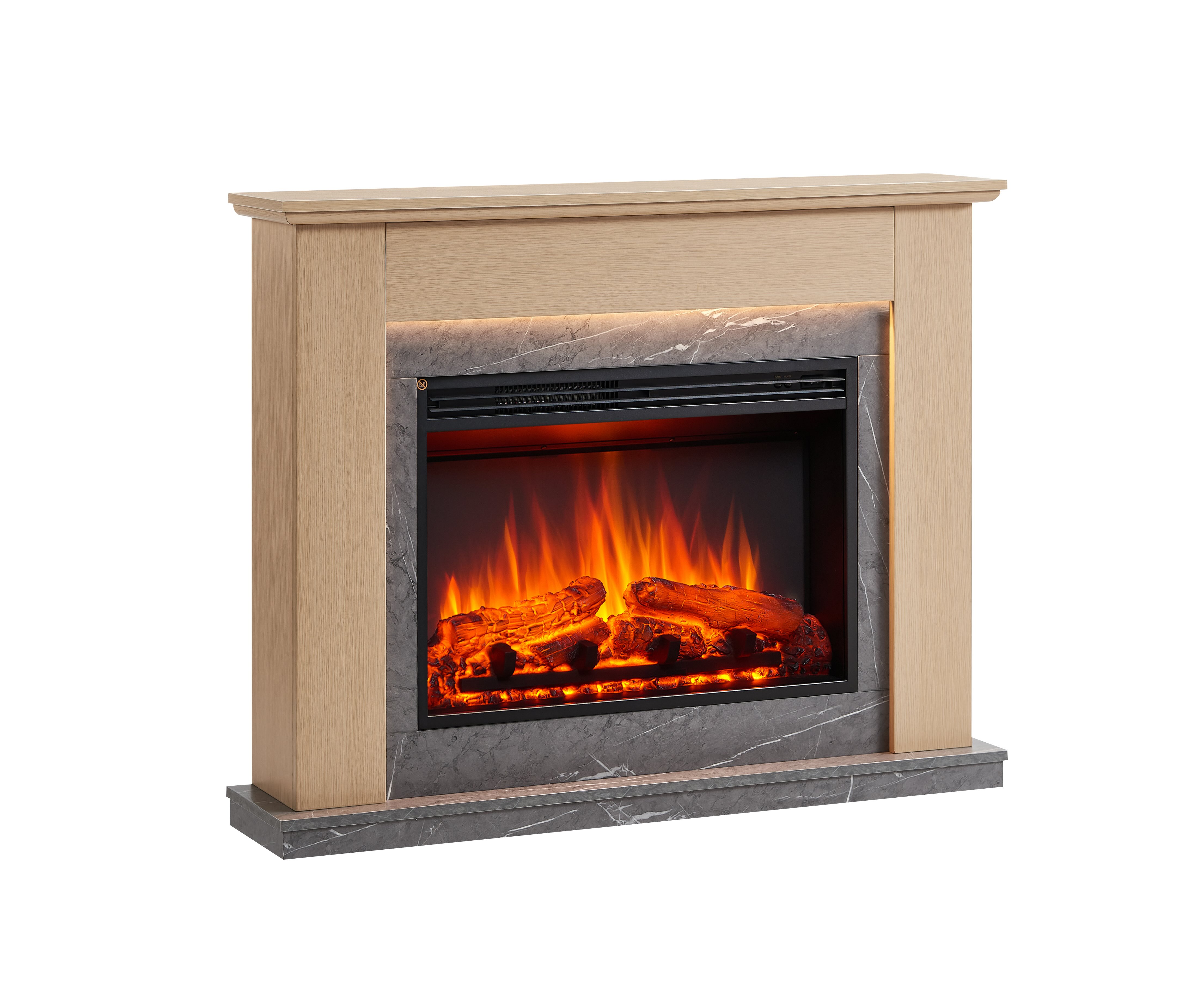 Chimenea eléctrica BALDERIA Ajax - de pie, calefacción - roble claro