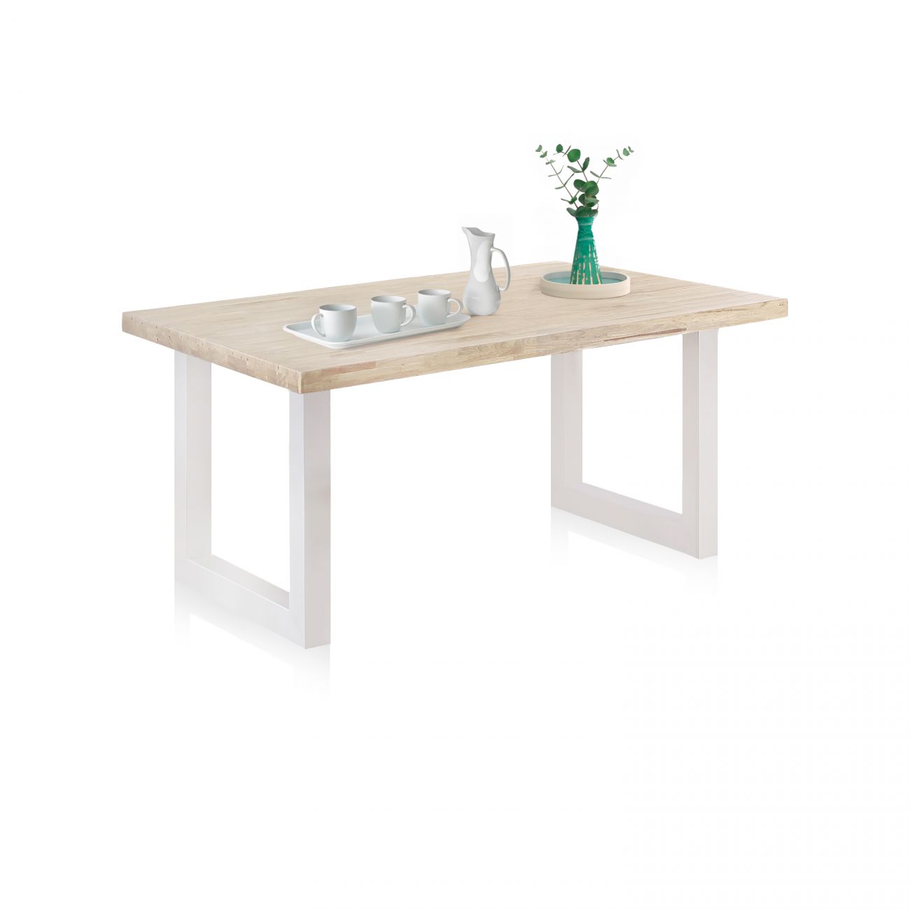 Mesa de exterior con patas metálicas 160x90 cm masi roble salvaje - blanco