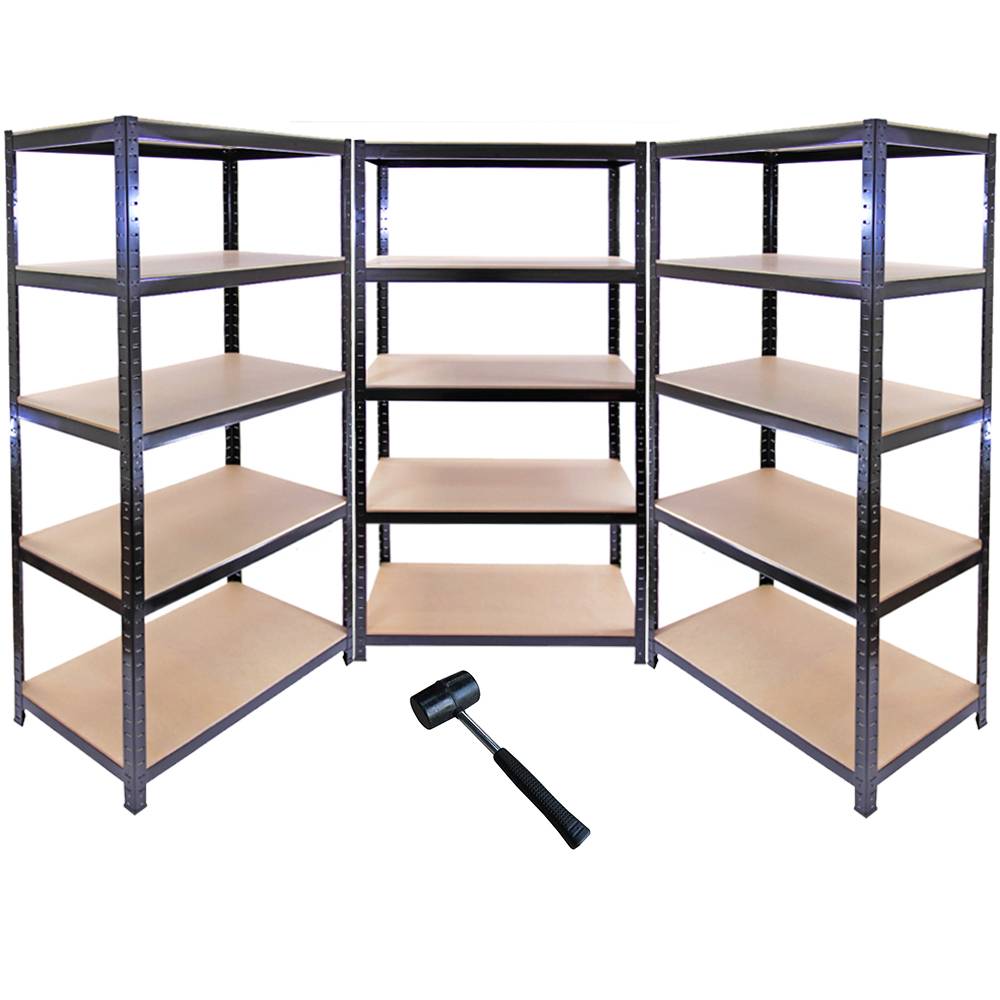 3 estanterías de acero inoxidable negras 90cm de ancho